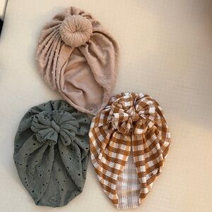 Stylish Kids Turban Trio - Beige, Olive, Checkered